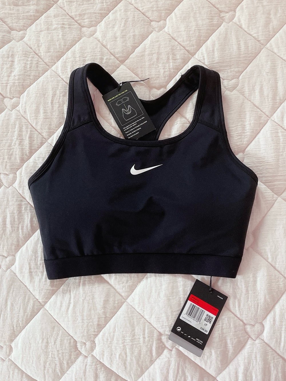 𝜗𝜚 nike swoosh padded racerback bra black